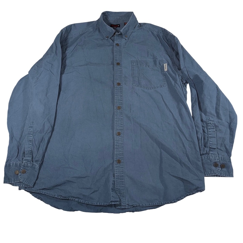 Wolverine Work Shirt Men's XL Slate Blue Cotton Long Sleeve Button Down Pocket